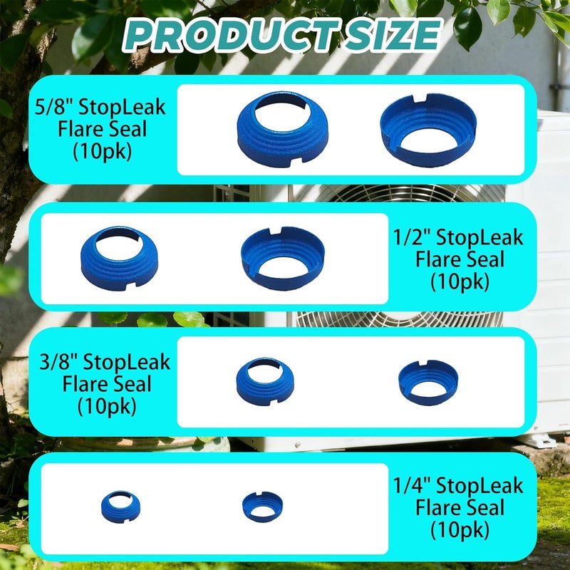 ZGTools 40 Pack Starter Leak-Free SAE Flare Fitting, HVAC Leak Free SAE Flare Connections Eliminates Refrigerant Leaks, For Schrader Valve, Refrigeration, HVAC & Mini Split kit - 1/4", 3/8", 1/2", 5/8" - Image 3